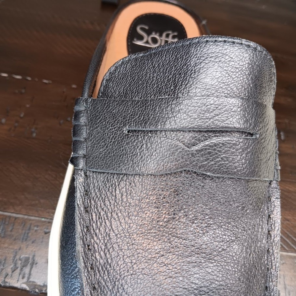 Sofft Black Leather Slip-On Mule Clogs with White Platform Sole - Picture 3 of 9